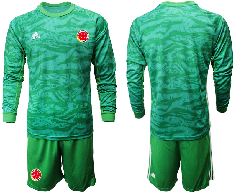 Men 2020-2021 Season National team Colombia goalkeeper Long sleeve green Soccer Jersey1